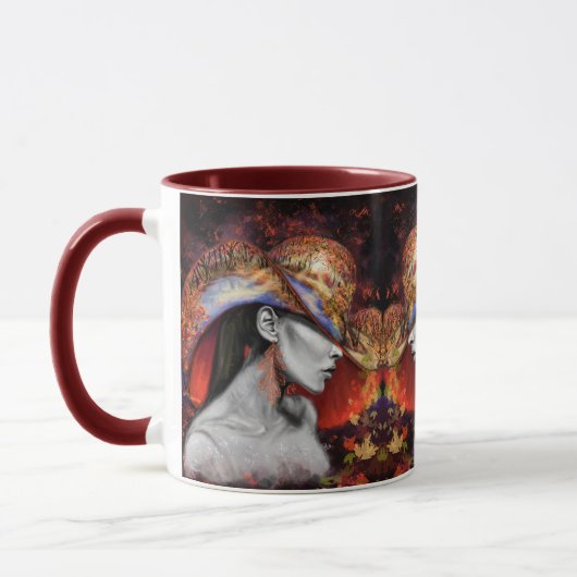 Tasse Herbstdame - Malerei (Links)