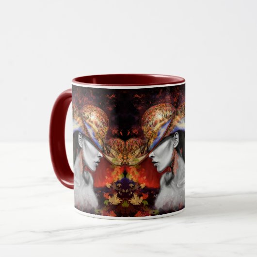 Tasse Herbstdame - Malerei (Vorderseite Links)