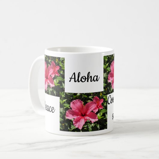 Tasse - Hibuscus und Bedeutung von Aloha (Vorderseite Links)