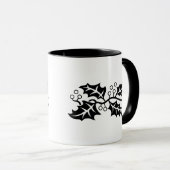 Tasse - Holly-Blätter in Schwarz und Weiß (VorderseiteRechts)