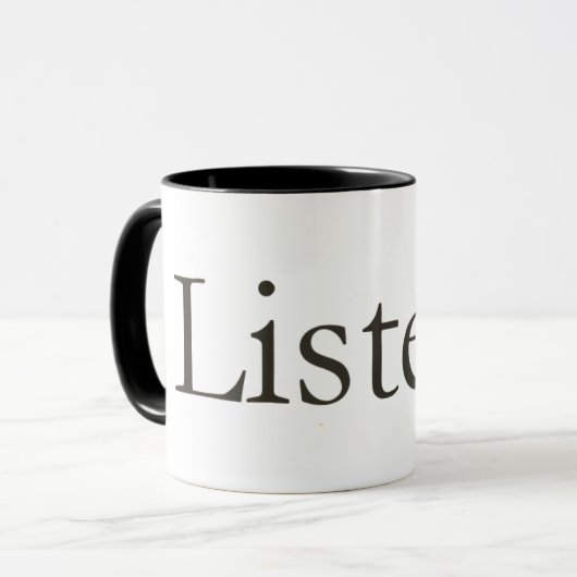 Tasse - "hören Sie: " (Vorderseite Links)