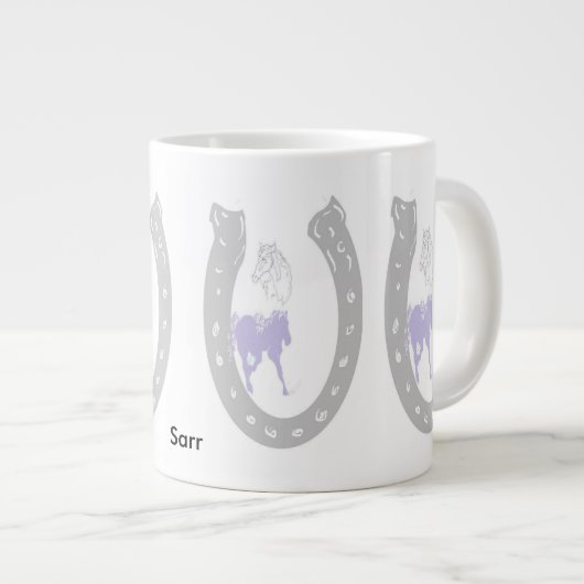 Tasse/Horseshoe mit Pferden Jumbo-Tasse (Vorderseite Rechts)