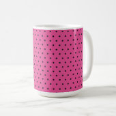 Tasse/Hot Pink & Black Polka Punkte Kaffeetasse (VorderseiteRechts)
