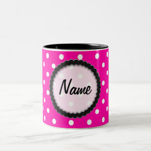 Tasse Hot Pink und schwarze Punkte