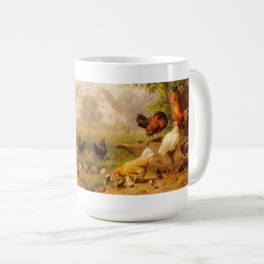 Tasse-Hühner, Hähne, Küken Kaffeetasse (VorderseiteRechts)