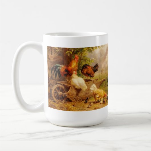 Tasse-Hühner, Hähne, Küken Kaffeetasse (Links)