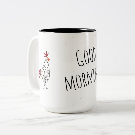 Tasse Hühner morningsgood (Vorderseite Links)