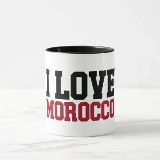 Tasse I Love Morocco rote und schwarze Typografie
