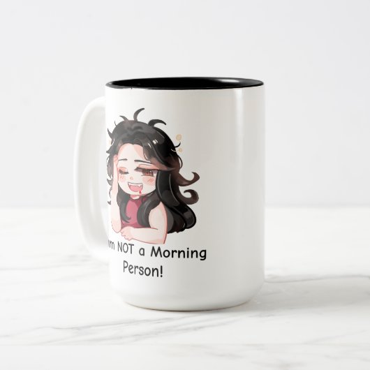 Tasse: Ich bin KEIN Morgenmensch! Zweifarbige Tasse (Vorderseite Links)