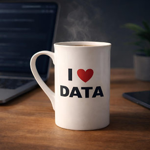 Tasse 'Ich liebe Daten' Bone China Geek-Kaffeeta