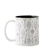 Tasse im Boho-Stil - Schwarz-Weiß-Löffel