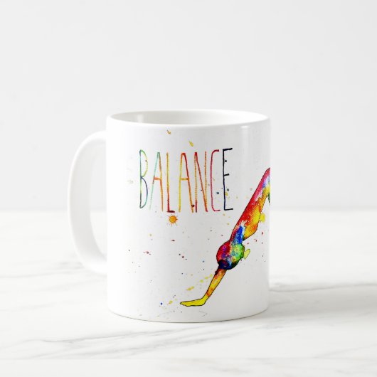 Tasse im Yoga-Aquarell-Design (Vorderseite Links)
