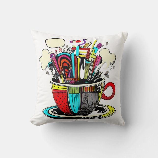 Tasse Kaffee Abstrakt grafisch Kissen (Vorderseite)
