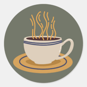Tasse Kaffee Illustration Runder Aufkleber