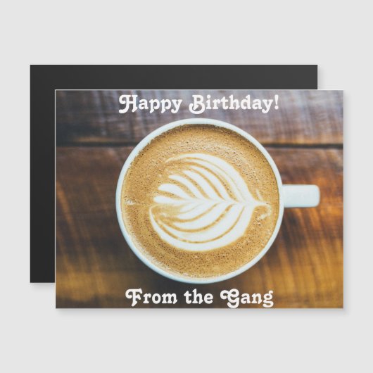 Tasse Kaffee Latte mit Leaf-Form Schaumstoff auf H Magnetkarte (Vorne/Hinten)