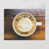 Tasse Kaffee Latte mit Leaf-Form Schaumstoff auf H Postkarte (Vorderseite)