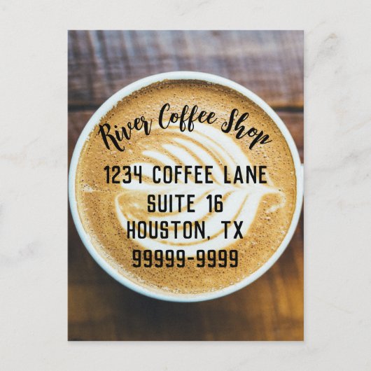 Tasse Kaffee Latte mit Leaf-Form Schaumstoff auf H Postkarte (Vorderseite)