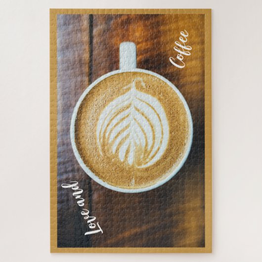 Tasse Kaffee Latte mit Leaf-Form Schaumstoff auf H Puzzle (Vertikal)