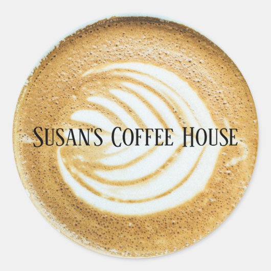 Tasse Kaffee Latte mit Leaf-Form Schaumstoff Runder Aufkleber (Vorderseite)