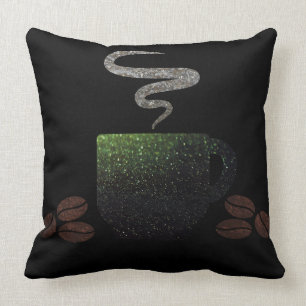 Tasse Kaffee mit Bohnen Kissen