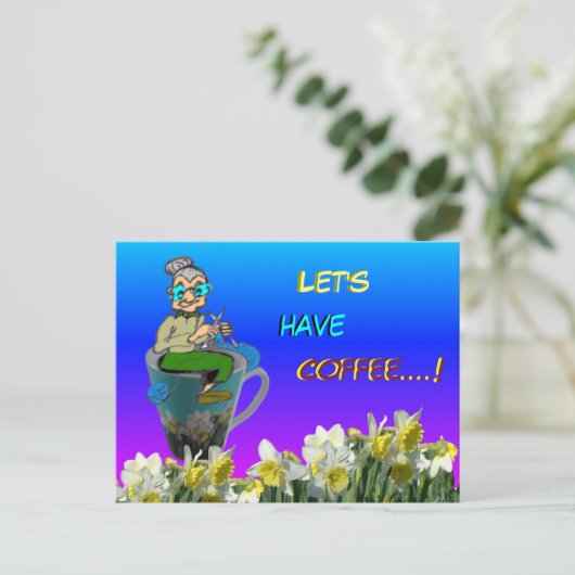 Tasse Kaffee Postkarte (Stehend Vorderseite)