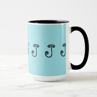 Tasse, Kaffee, Tee, Türkis, Schwarzes, Anfangs"J " Tasse