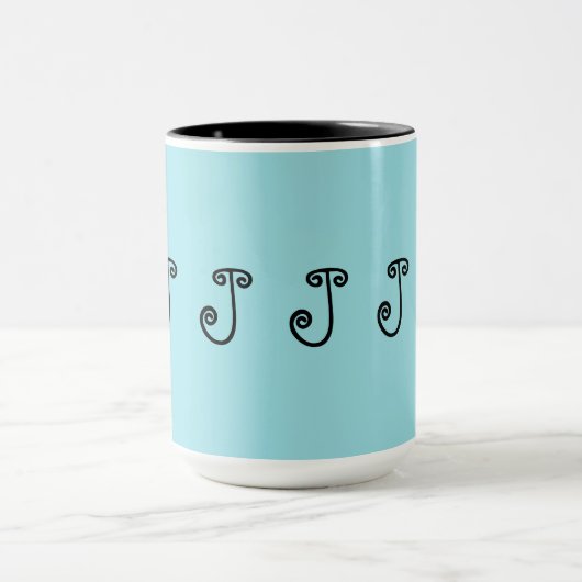 Tasse, Kaffee, Tee, Türkis, Schwarzes, Anfangs"J " Tasse (Zentrum)