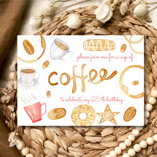 Tasse Kaffee zum Geburtstag Einladung