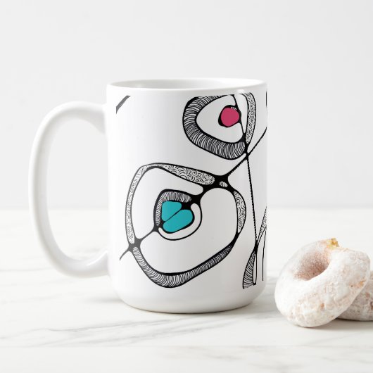 Tasse Kaffeemütter moderne Kunst Weiße Kreise Wirb (Mit Donut)