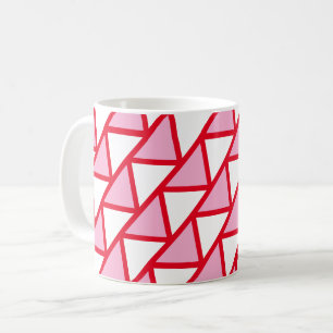 Tasse - Karierte Dreiecke in Rosa und Rot