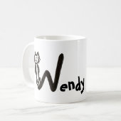 Tasse: Katzenbrief W mit Name Kaffeetasse (Vorderseite Links)