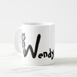 Tasse: Katzenbrief W mit Name Kaffeetasse