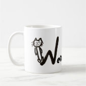 Tasse: Katzenbrief W mit Name Kaffeetasse (Links)