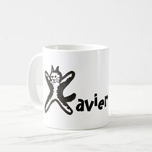 Tasse - Katzenbrief X mit Name (Vorderseite Links)
