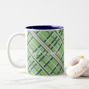 Tasse Keep it Handsome Green Blue Kariert