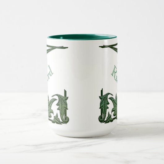 Tasse - Klammern und Name in grün (Zentrum)