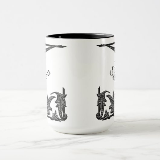 Tasse - Klammern und Name in Schwarz (Zentrum)