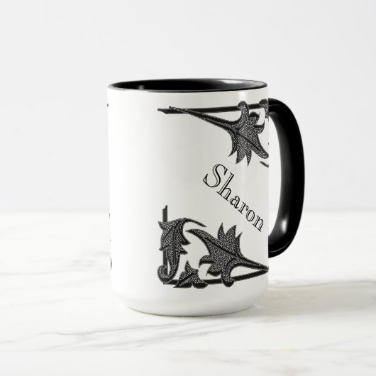 Tasse - Klammern und Name in Schwarz (VorderseiteRechts)