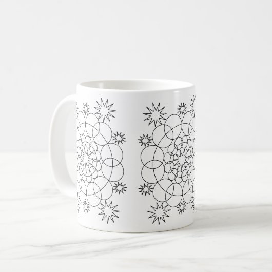 Tasse - Kreise und Sterne Mandala to Color (Vorderseite Links)