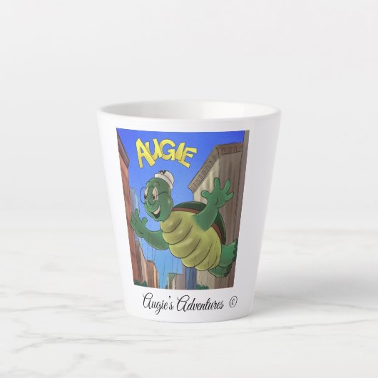 Tasse Latte-fun-Foto von Augie the Turtle (Vorderseite)