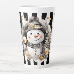 Tasse Latte Groß Snowman and Stripes Var08