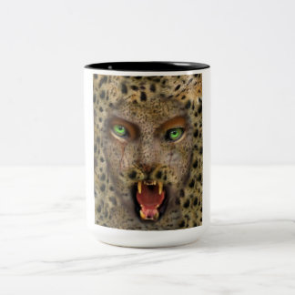 Tasse, Leopard Frau Zweifarbige Tasse