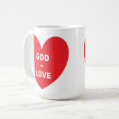Tasse Liebe Gott ist Liebe Rotes Herz (Vorderseite Links)