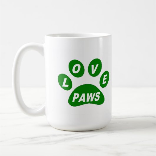 Tasse Liebe Paws Green (Links)