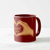 Tasse 'Liebe verbreiten Herz Hände Gold Combo' (VorderseiteRechts)