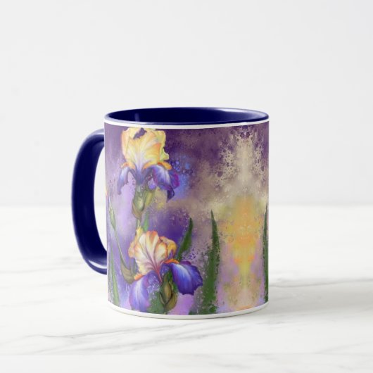 Tasse lila Iris-Blume (Vorderseite Links)
