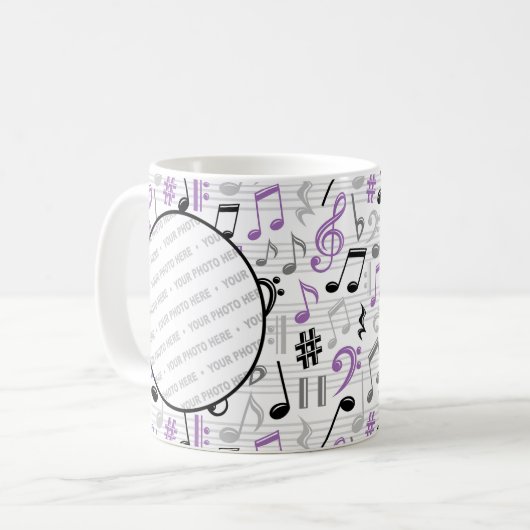 Tasse lila Music Pattern Foto (Vorderseite Links)