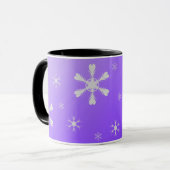 Tasse lila Schneeflocken (Vorderseite Links)