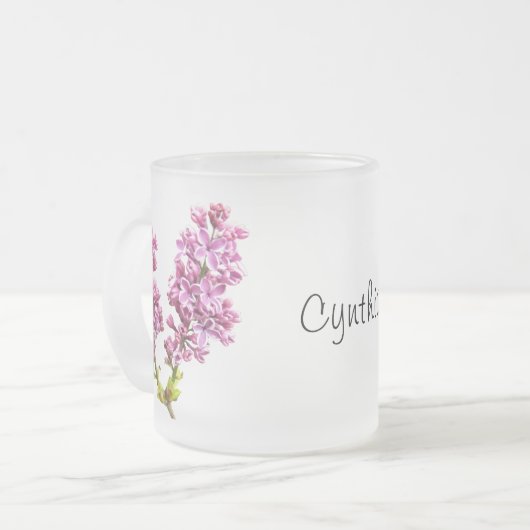 Tasse - Lilac blüht mit Namen (Vorderseite Links)