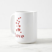 Tasse LOVE mit Herzen. (Vorderseite Links)